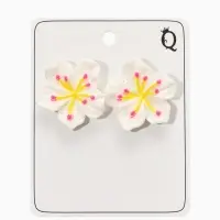 Серьги пластик "Лилии", цвет белый