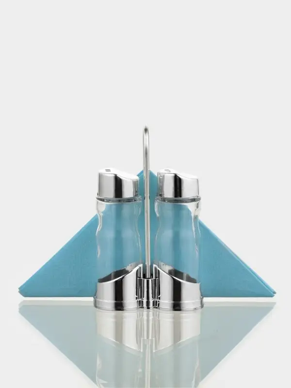 Набор для специй Доляна &laquo;Эксклюзив&raquo;, 40 мл, 2 предмета: солонка, перечница, салфетница - подставка, стекло, пластик, прозрачный