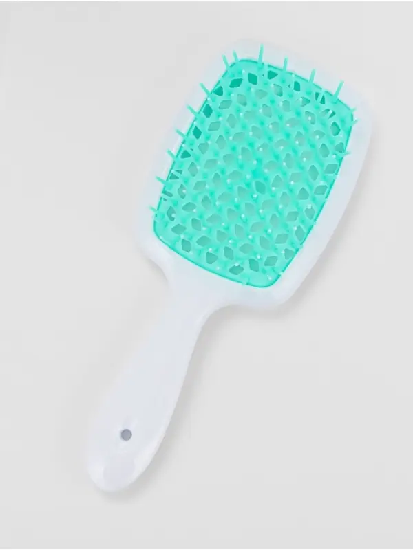 Расчёска массажная, широкая, вентилируемая, 8.5&times;20.5&plusmn;1 см, белая, бирюзовая