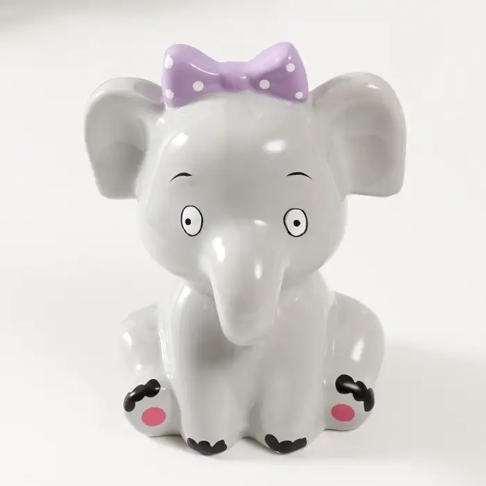 Копилка для денег &laquo;Серый слонёнок с бантом&raquo;, керамика, 12.4&times;9.9&times;14.2 см