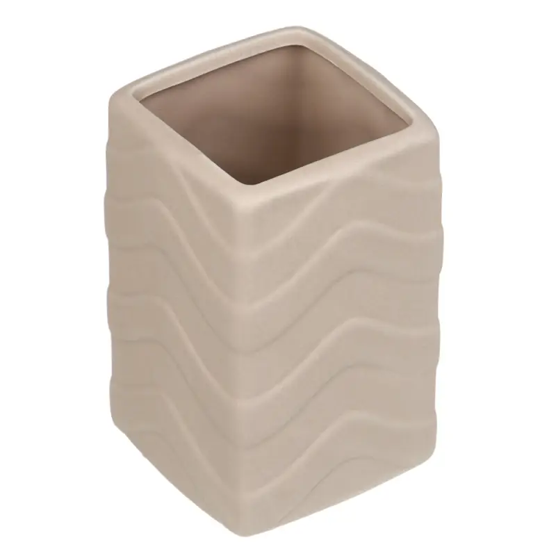 VETTA Стакан для ванной комнаты, керамика, 7x7x11,5 см, волны, персиковый