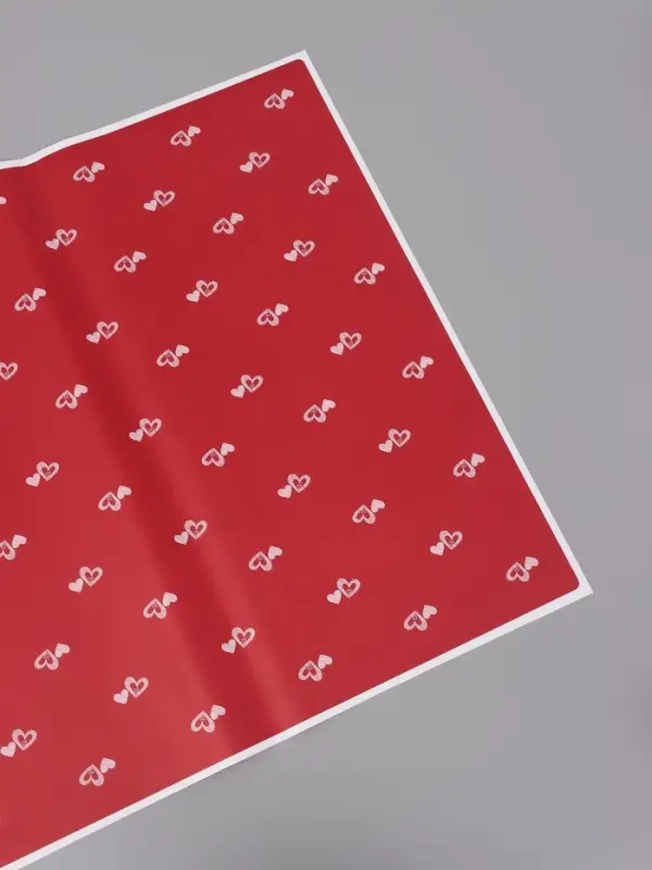 Пленка флористическая для цветов, &laquo;Двойные сердца&raquo;, красная, 57&times;57 см