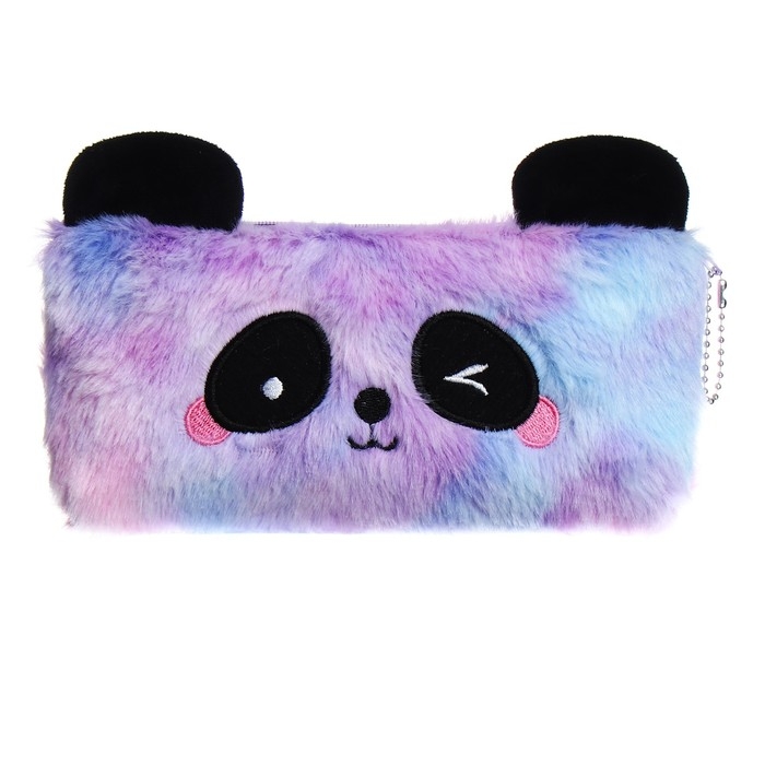 Пенал школьный меховой на молнии Calligrata Пенал школьный меховой на молнии Calligrata "Панда", микс