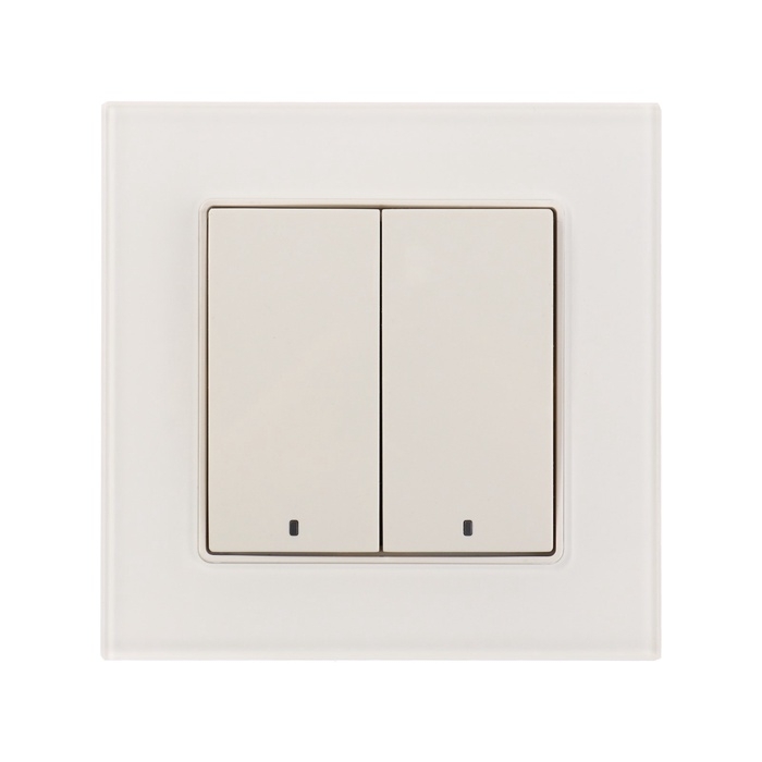 Выключатель TOT Glossy Glass, 10 А, 2 клавиши, с подсветкой, скрытый, стекло, белый