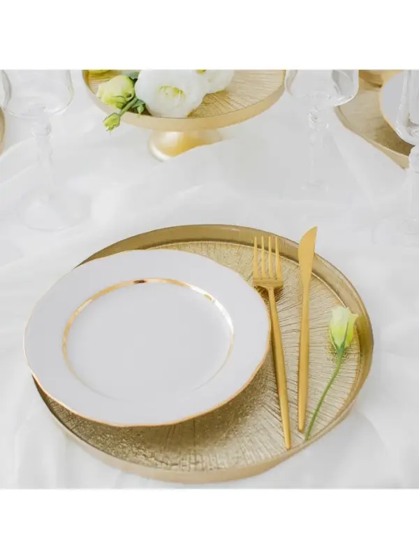 Блюдо сервировочное &laquo;Кувшинка&raquo;, d=28 см, стекло, золотистое