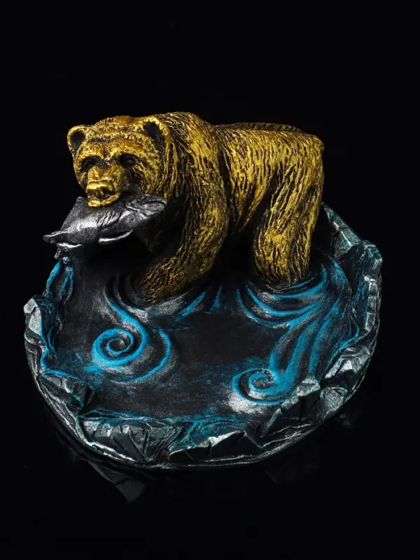 Подставка для мелочей «Медведь с лососем», 9.5×15.5×17 см