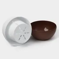 Горшок для цветов &laquo;Япония&raquo;, 1.2 л, d=16 см, h=14 см, пластиковый, бело-коричневый