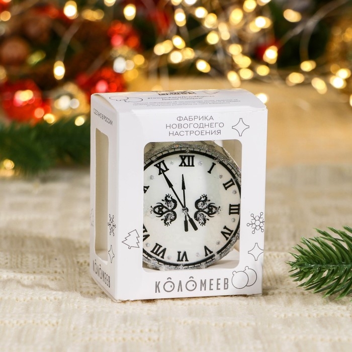 Елочное украшение Елочное украшение "Часы круглые",, в подарочной упаковке, h-7,5 см