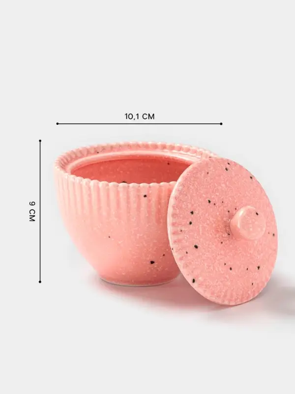 Сахарница Доляна &laquo;Коралл&raquo;, 300 мл, d=10.1 см, фарфор, розовая