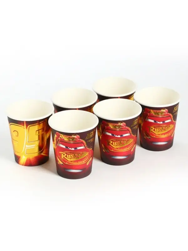 Стакан одноразовый бумажный с тиснением, 250 мл, Тачки