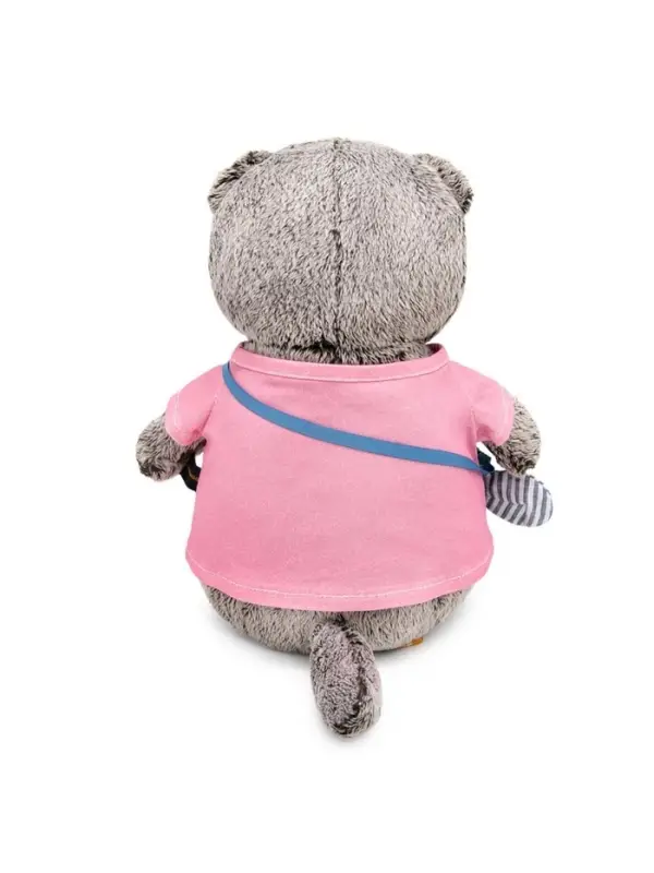 Мягкая игрушка &laquo;Кот Басик&raquo; 19 см, в футболке и с сумочкой - слоником