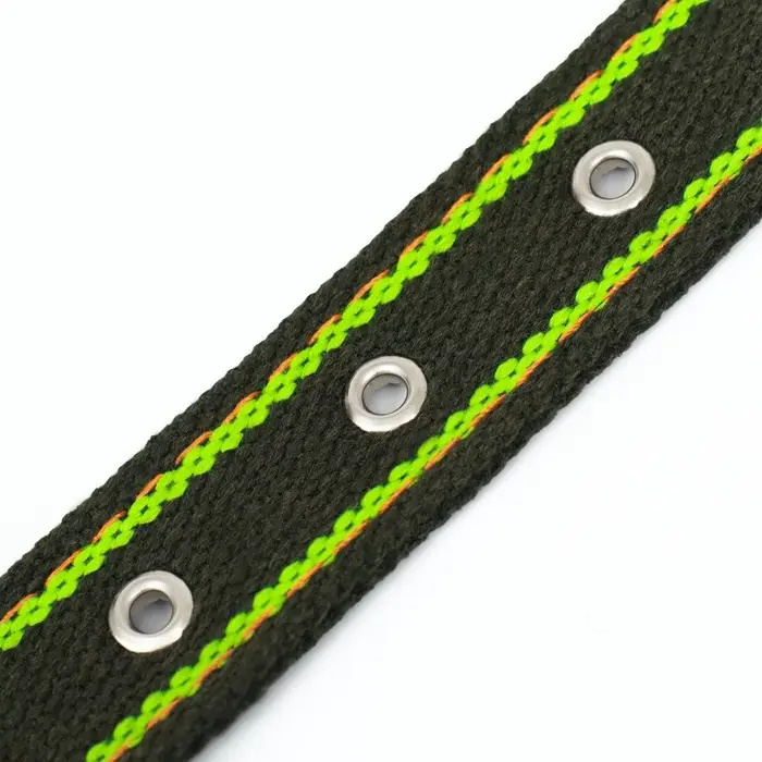 Ошейник брезентовый двухслойный, безразмерный, 67&times;3 см, ОШ до 55 см, хаки, зелёный