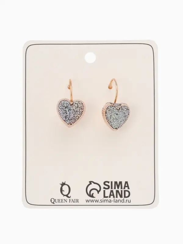 Серьги ассорти &laquo;Сердца&raquo;, блёстки, цвет серебро в золоте