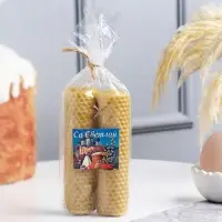 Набор свечей из вощины медовой 13 см, 2 шт "Со Светлой Пасхой" МИКС