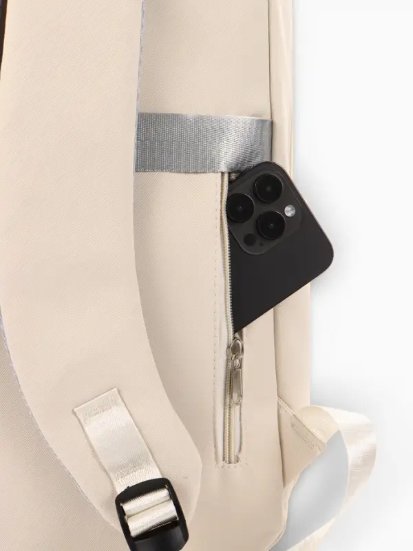 Рюкзак школьный, &laquo;Уставший кот&raquo;, 5 карманов, 2 отделения, 31&times;13.5&times;45 см, сливочный