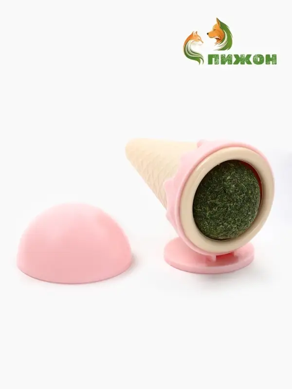 Игрушка для кошек из кошачьей мяты &laquo;Мороженое&raquo;, 5&times;4 с, на основании, розовая