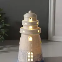 Сувенир керамика свет "Маяк" бело-синий 8х8х15,5 см