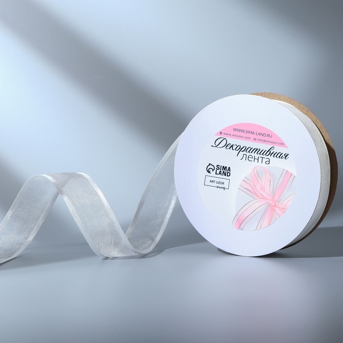 Лента декоративная, капроновая/атласная, 20 мм, 18 ± 1 м, цвет белый Лента декоративная, капроновая/атласная, 20 мм, 18 ± 1 м, цвет белый