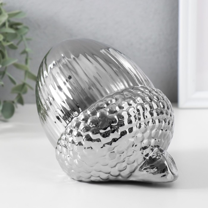 Сувенир керамика  Сувенир керамика "Жёлудь" серебро 14х11х11,5 см