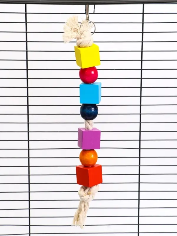 Игрушка для птиц "Кубики", 25 х 3 см, микс цветов