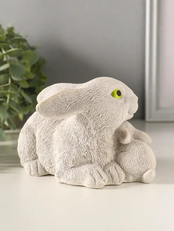 Статуэтка "Кролики пасхальные" 10х10х18 см, серый