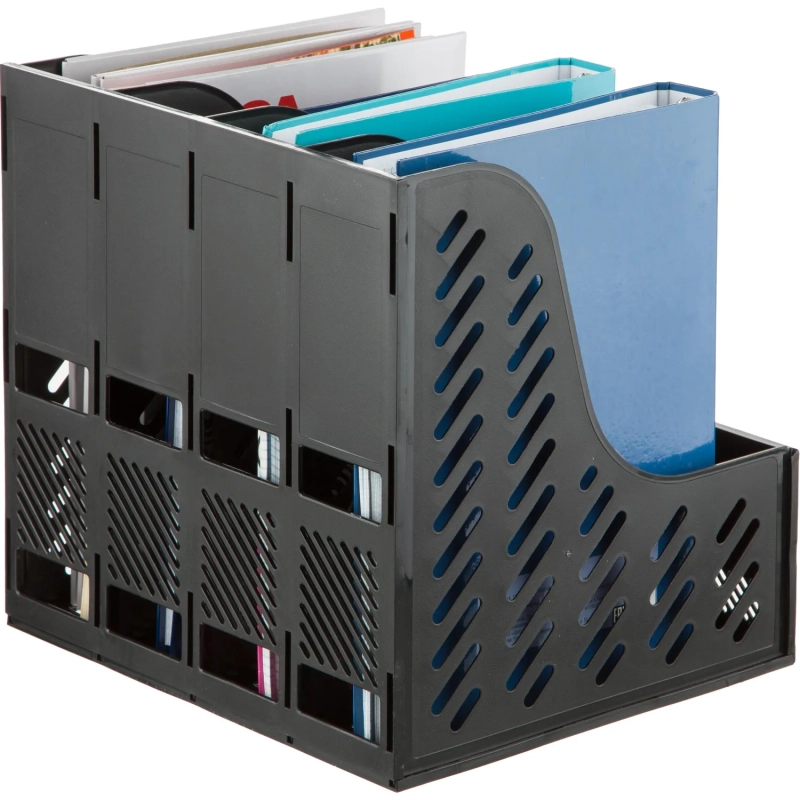 Лоток вертикальный Attache 4отделения сборный черный