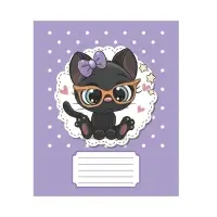 Тетрадь 12 листов в узкую линию Calligrata "Милашки с бантиком", обложка мелованная бумага, ВД-лак, блок офсет, белизна 95%, МИКС