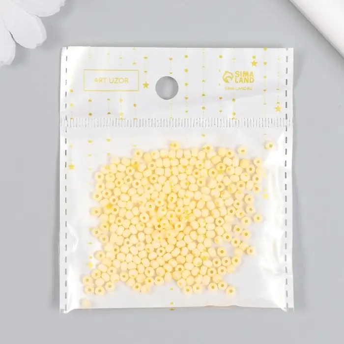 Бисер стекло 8/0  Бисер стекло 8/0 "Маршмеллоу. Матовый. Тёмно-жёлтый" 10 гр