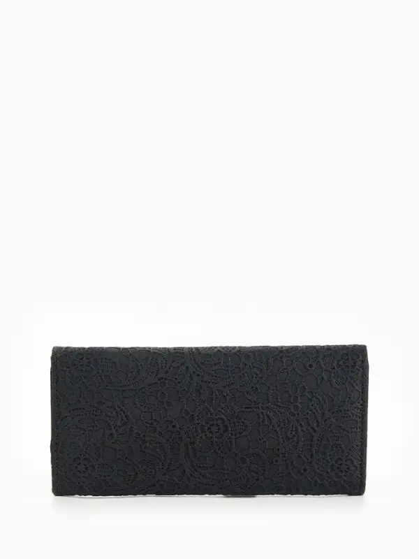 Кошелёк женский на магните, 19.5&times;2.5&times;9 см, с цветочным узором, чёрный