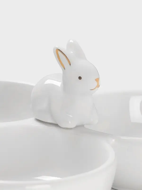 Менажница 3 ячейки Доляна &laquo;Зайка в золотом&raquo;, 16.5&times;7.5 см, доломит, белая