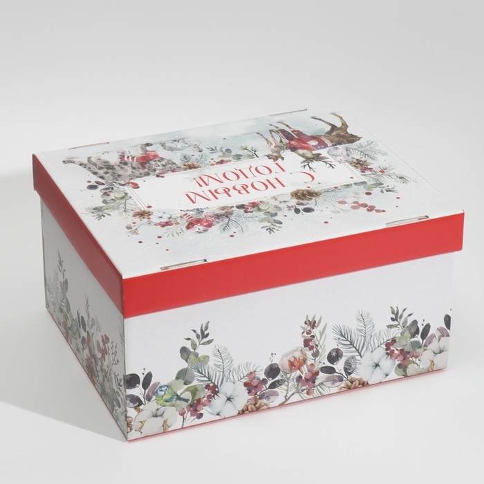 Коробка подарочная новогодняя складная «Новогодняя акварель», 31,2 х 25,6 х 16,1 см, Новый год Коробка подарочная новогодняя складная «Новогодняя акварель», 31,2 х 25,6 х 16,1 см, Новый год
