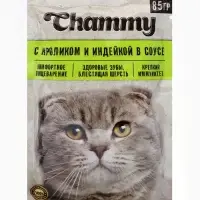 Влажный корм Chammy для кошек, кролик/индейка в соусе, пауч, 85 г