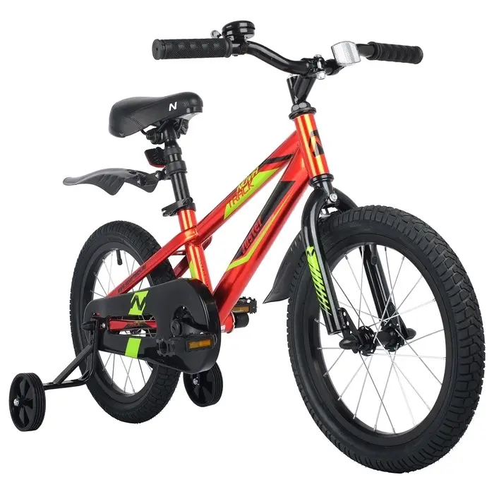 Велосипед детский Novatrack JUSTER, диаметр колёс 16", со съёмными колёсами, красный