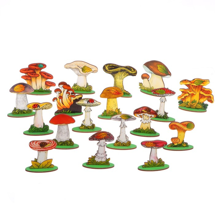 Набор «Грибы на подставке» в деревянной коробке, 36 деталей Набор «Грибы на подставке» в деревянной коробке, 36 деталей