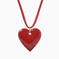 Чокер на нити с кулоном "Сердце" L=150см, цвет красный в золоте