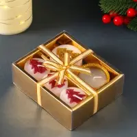 Набор свечей новогодних 5 шт. &laquo;Ёлочки и свеча в подсвечнике&raquo;, 12&times;10&times;4 см