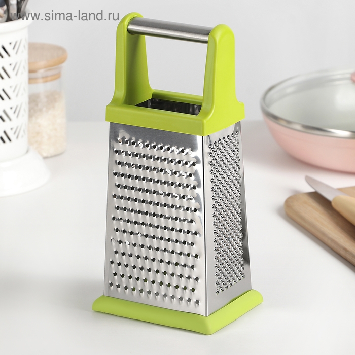 Тёрка четырёхгранная Доляна «Энергия», 10×8×20 см, прорезиненное дно, зелёная Тёрка четырёхгранная Доляна «Энергия», 10×8×20 см, прорезиненное дно, зелёная