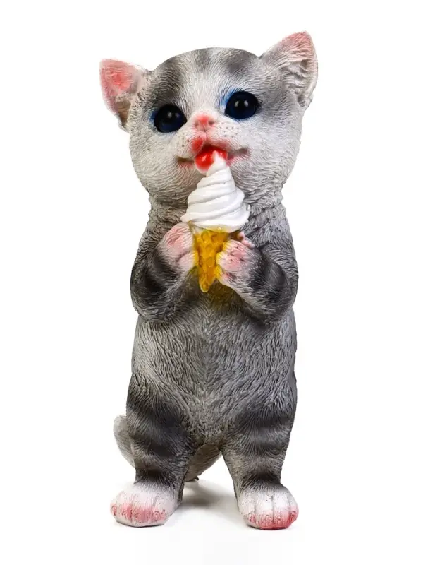 Садовая фигура из полистоуна &laquo;Котёнок с мороженым&raquo;, 19&times;11&times;7 см