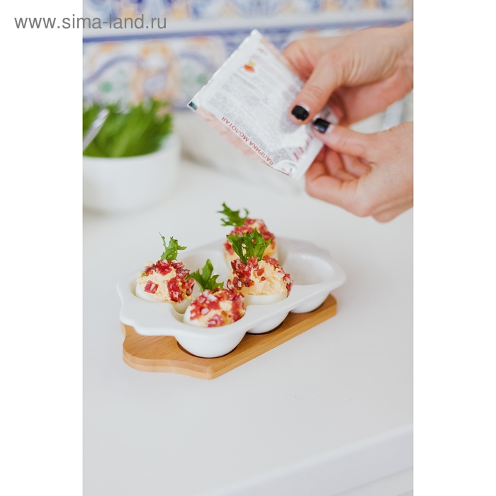 Подставка фарфоровая для яиц 6 ячеек Bella Tenero, 19,2×11×3,6 см, цвет белый