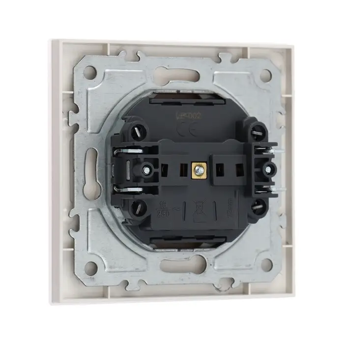 Розетка TOT Matte Glass, 10 А, стекло, скрытая, одноместная, без заземления, белая