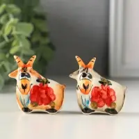 Фигурка фарфор &laquo;Коза малая&raquo;, 4.5 см, гжель, цветная, МИКС