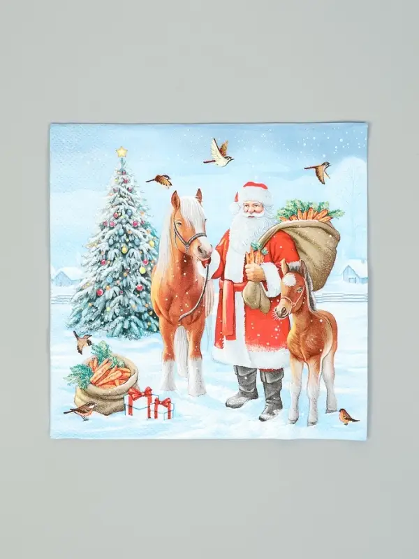 Салфетки бумажные трёхслойные «Дед мороз с друзьями», 33х33, 20шт Салфетки бумажные трёхслойные «Дед мороз с друзьями», 33х33, 20шт