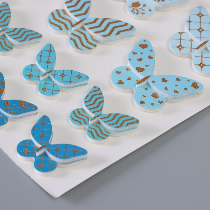 Наклейка интерьерная PVC  Наклейка интерьерная PVC "Рой бабочек" голубая 26х15,5 см