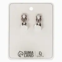 Серьги клипсы для ушей QF &laquo;Грейс&raquo;, две линии с бусинами, белые в чернёном серебре