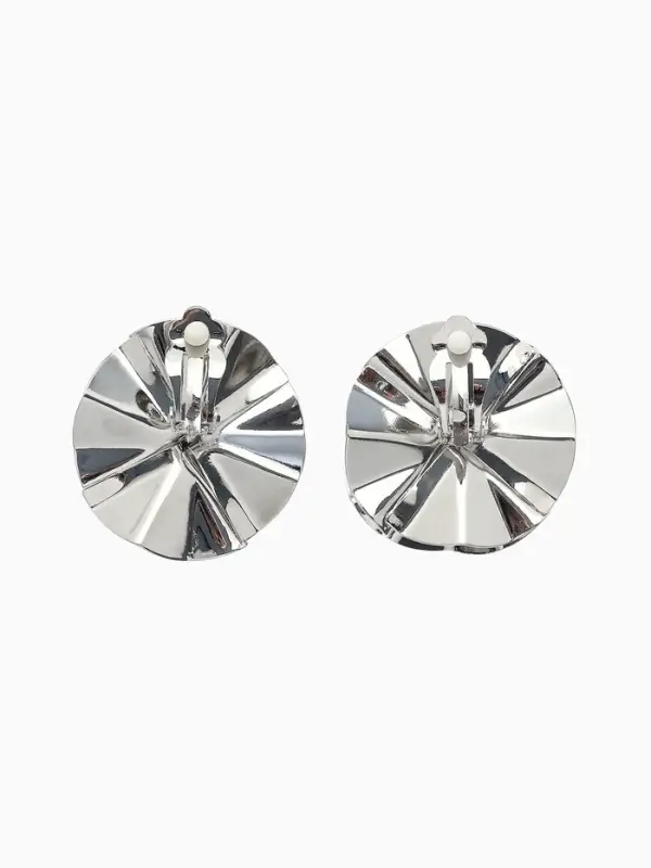 Серьги клипсы для ушей QF &laquo;Тренд. Объёмный цветок&raquo;, металл, цвет серебро