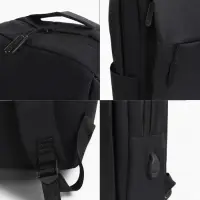 Рюкзак мужской на молнии, 2 наружных кармана, с USB, чёрный