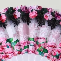 Веер пластик, текстиль "Цветочный" МИКС широкие лопасти 23 см