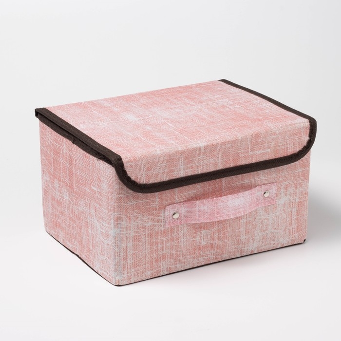 Короб стеллажный для хранения с крышкой «Ронда», 26×20,5×16 см, цвет розовый Короб стеллажный для хранения с крышкой «Ронда», 26×20,5×16 см, цвет розовый