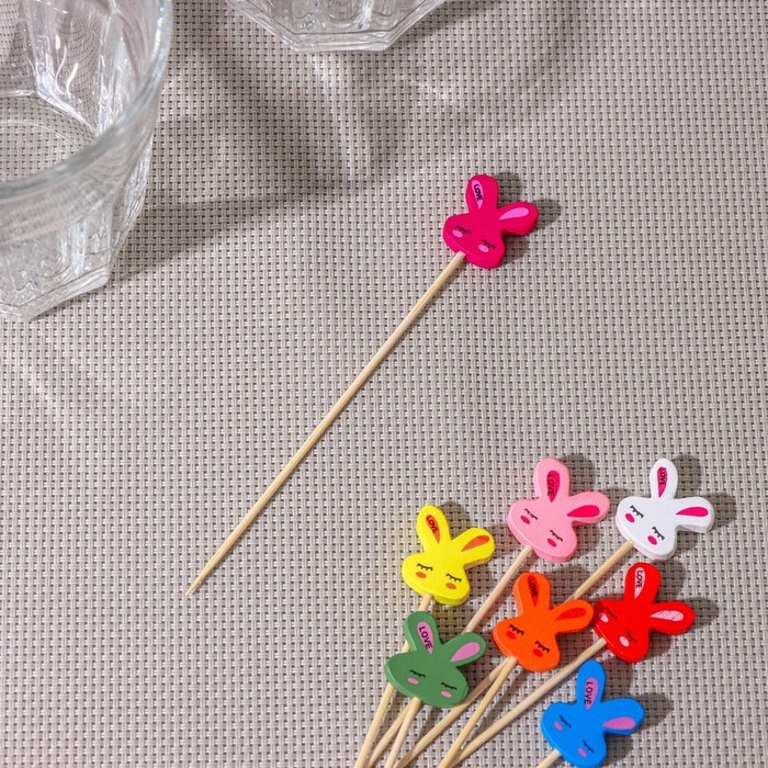 Шпажки Доляна «Крольчата», 12 см, набор 25 шт Шпажки Доляна «Крольчата», 12 см, набор 25 шт