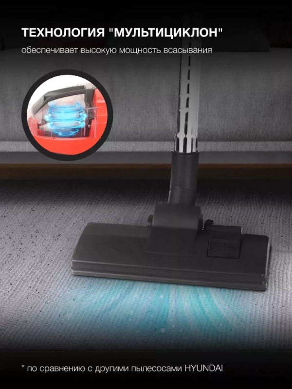 Пылесос HYV-C3075 1,5л 2000Вт красный